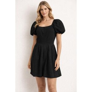 CUPSHE Black Puff Sleeve Romper Smocked Square Neck Boho Size‎ S NWT